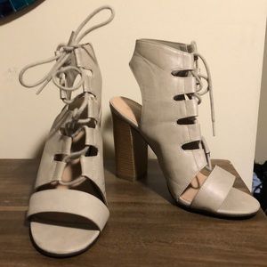 Taupe Lace-Up Heels